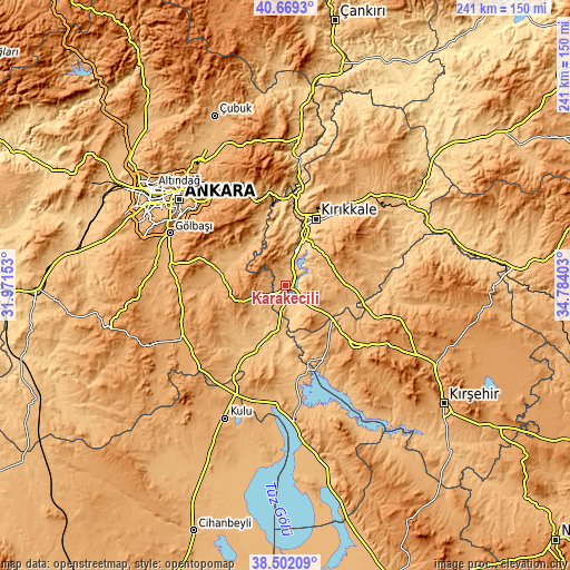 Topographic map of Karakeçili