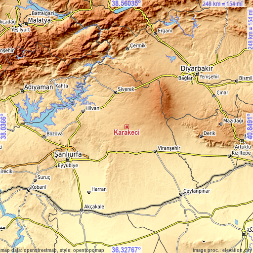 Topographic map of Karakeçi