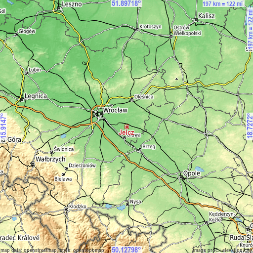 Topographic map of Jelcz