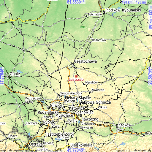 Topographic map of Jastrząb