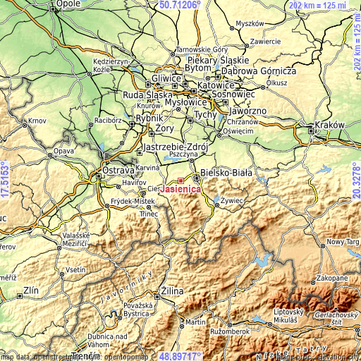 Topographic map of Jasienica