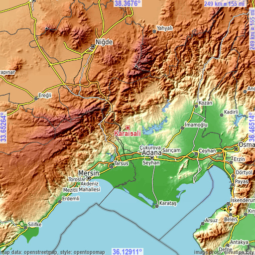 Topographic map of Karaisalı