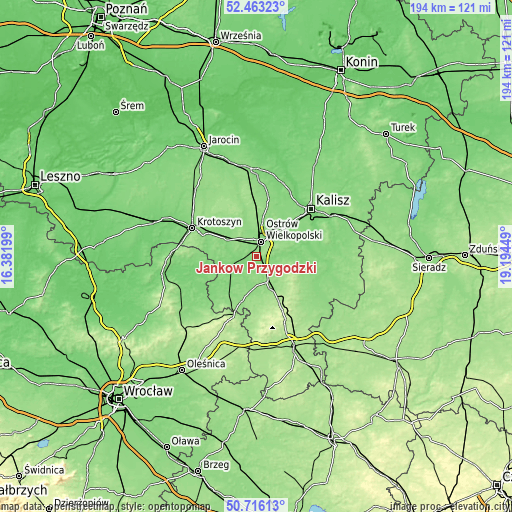 Topographic map of Janków Przygodzki