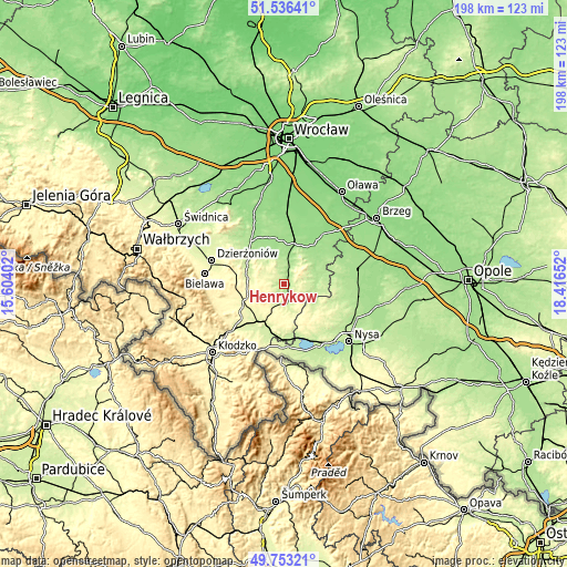 Topographic map of Henryków