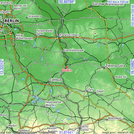 Topographic map of Gubin