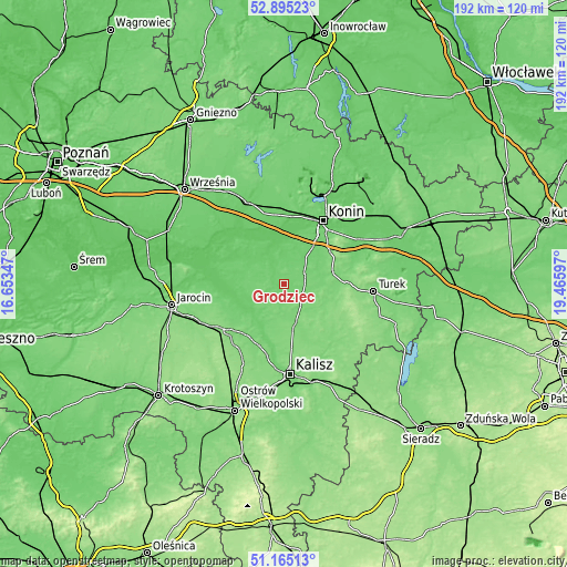 Topographic map of Grodziec