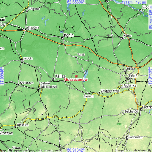 Topographic map of Goszczanów