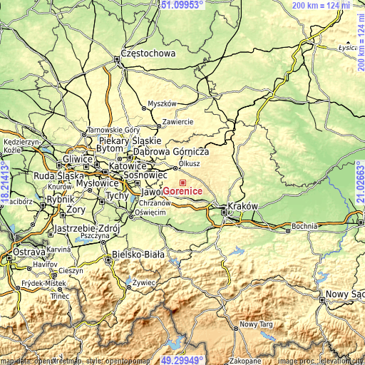 Topographic map of Gorenice