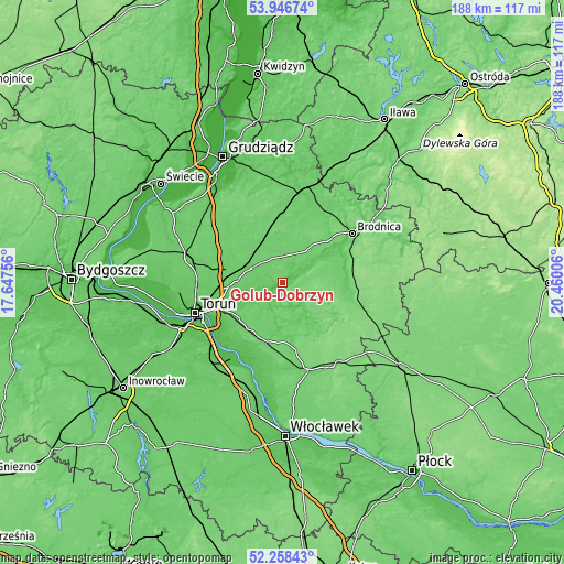 Topographic map of Golub-Dobrzyń