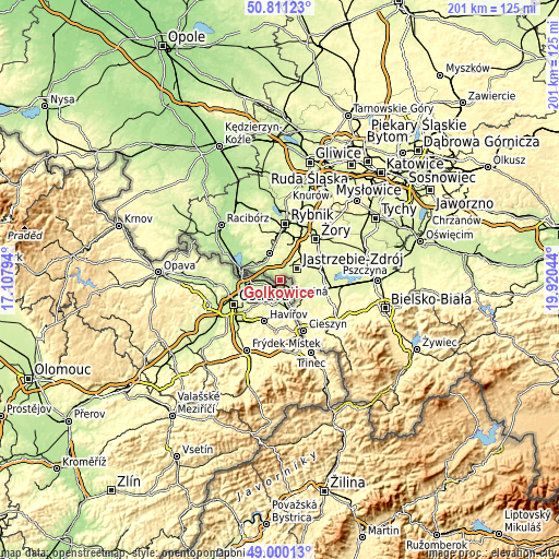 Topographic map of Gołkowice
