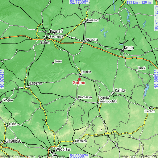 Topographic map of Golina