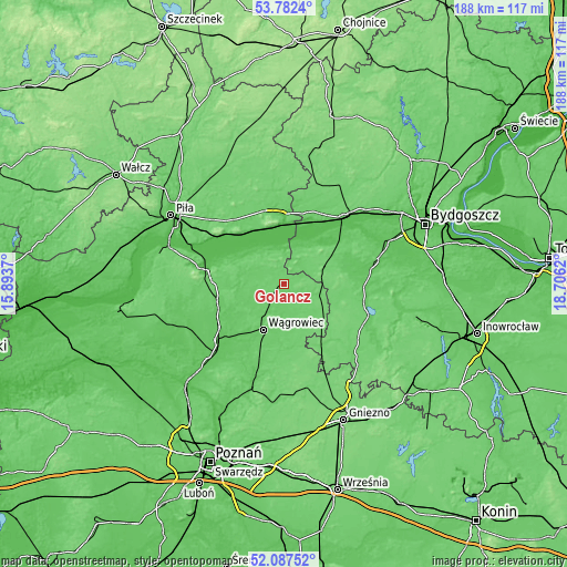 Topographic map of Gołańcz