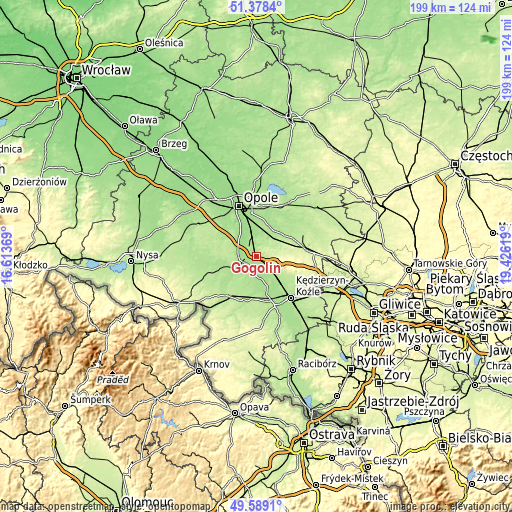 Topographic map of Gogolin