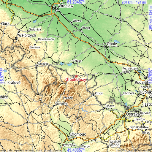 Topographic map of Głuchołazy