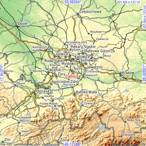 Topographic map of Cielmice