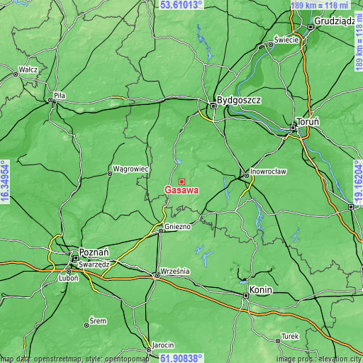 Topographic map of Gąsawa