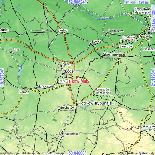 Topographic map of Gałków Mały