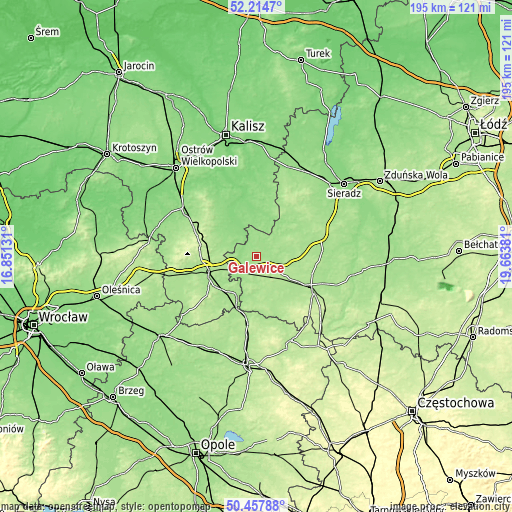 Topographic map of Galewice