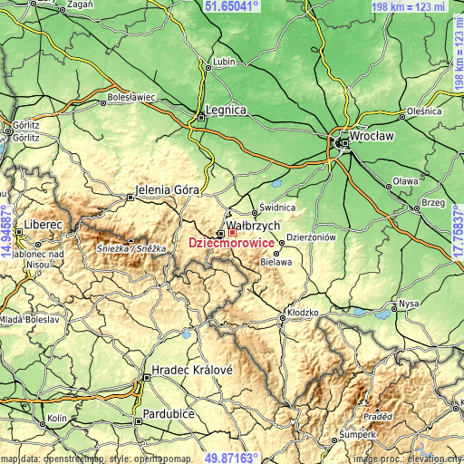 Topographic map of Dziećmorowice