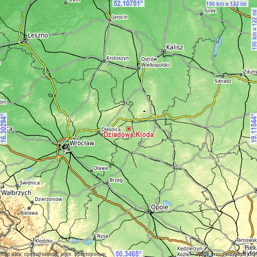 Topographic map of Dziadowa Kłoda