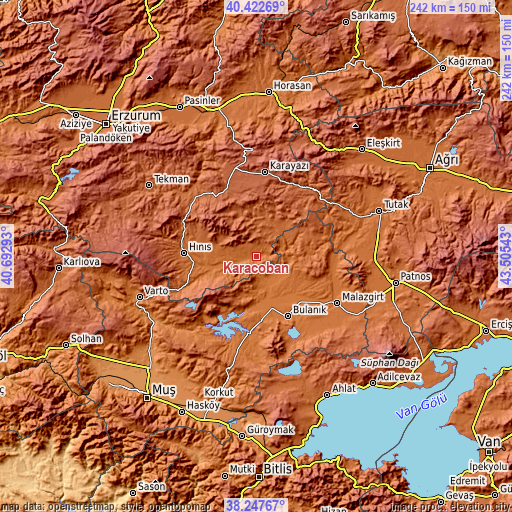 Topographic map of Karaçoban