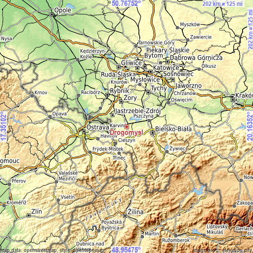 Topographic map of Drogomyśl