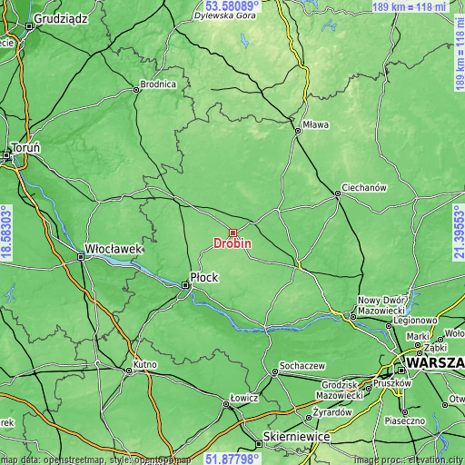 Topographic map of Drobin