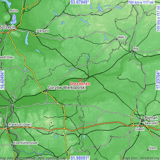 Topographic map of Drezdenko