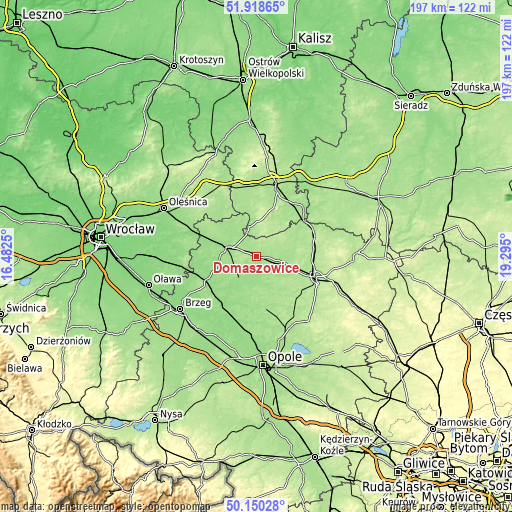 Topographic map of Domaszowice