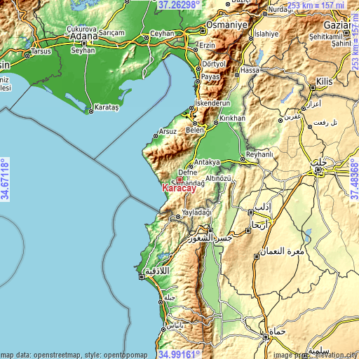 Topographic map of Karaçay