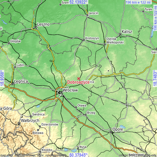 Topographic map of Dobroszyce