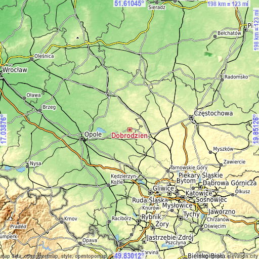 Topographic map of Dobrodzień