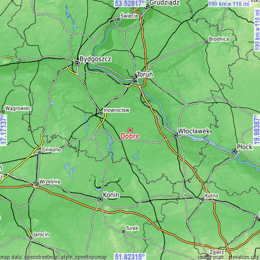 Topographic map of Dobre