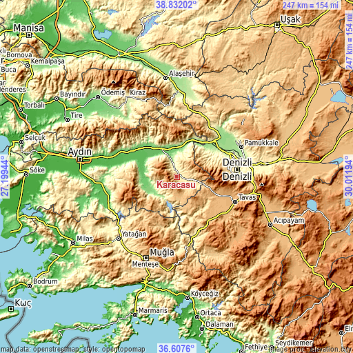 Topographic map of Karacasu