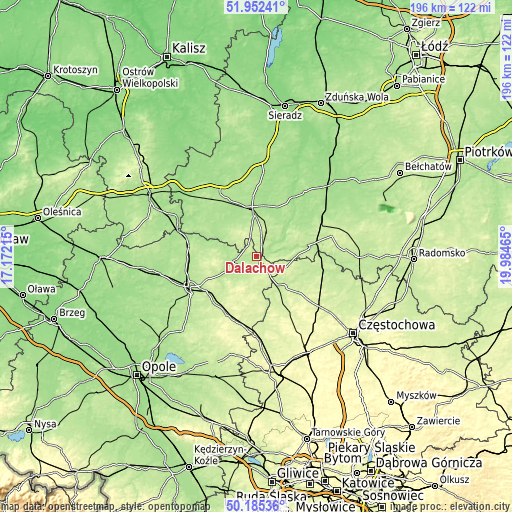 Topographic map of Dalachów