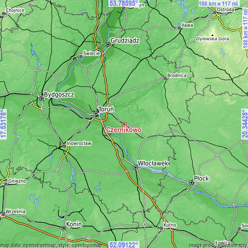 Topographic map of Czernikowo