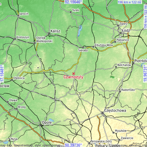 Topographic map of Czarnożyły