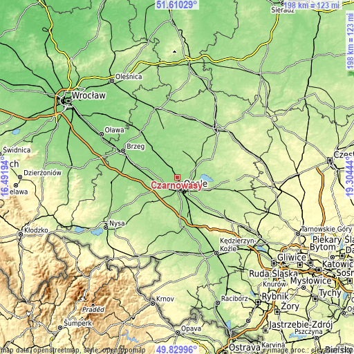 Topographic map of Czarnowąsy