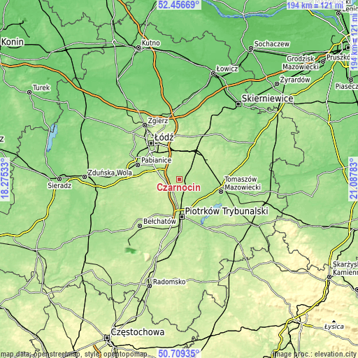Topographic map of Czarnocin