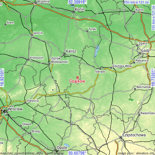 Topographic map of Czajków