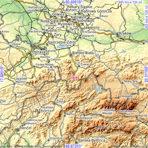 Topographic map of Cisiec