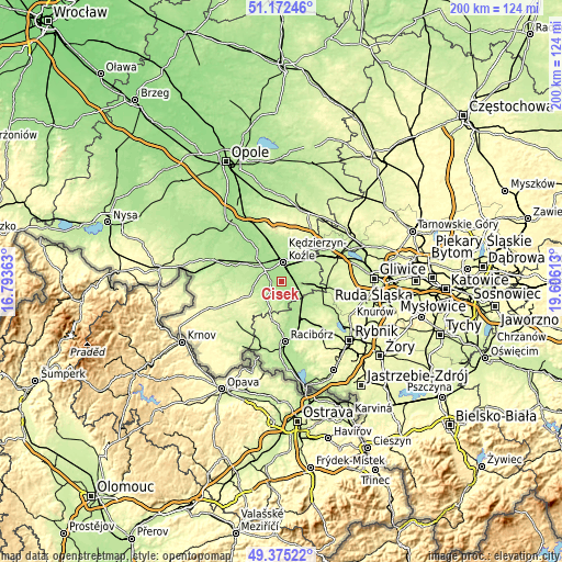Topographic map of Cisek