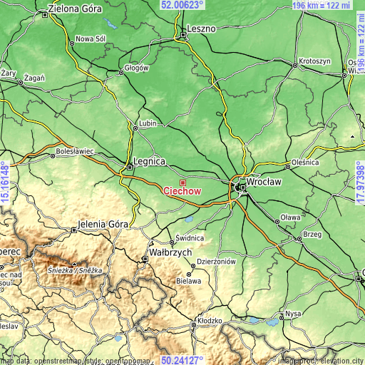 Topographic map of Ciechów