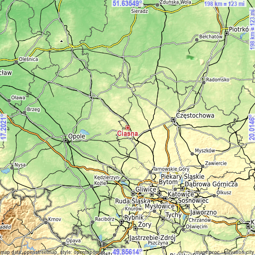 Topographic map of Ciasna