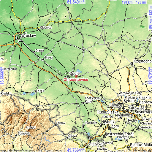 Topographic map of Chrząstowice