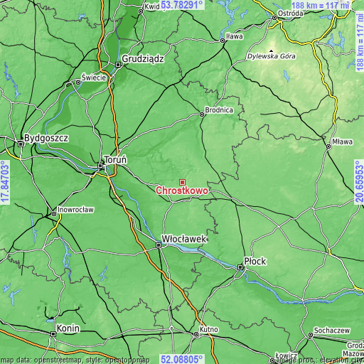 Topographic map of Chrostkowo