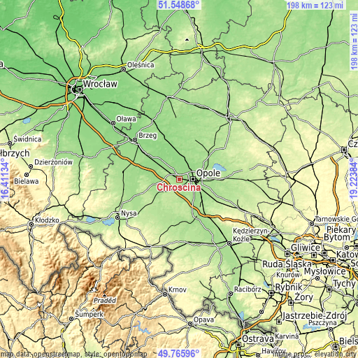 Topographic map of Chrościna