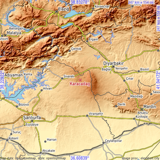 Topographic map of Karacadağ