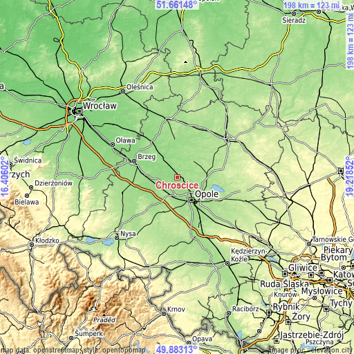 Topographic map of Chróścice