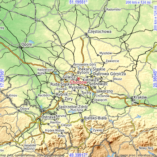 Topographic map of Chorzów